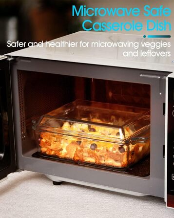 Прямокутна форма для запікання зі скляною кришкою, 2L, 24x20x6 см, для лазаньї, на 2 порції, сумісна з мікрохвильовою піччю та духовкою