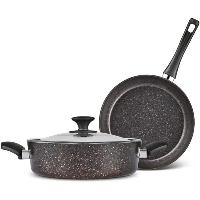 Набір кухонного посуду Karaca Biogranit Blackgold 12 предметів | Посуд з антипригарним покриттям | Стійкий до подряпин | Здоровий та екологічний | Енергоефективний | Елегантний дизайн | Легко миється