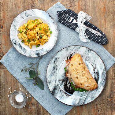 MamboCat Alois Сервіз на 12 осіб з порцелянового посуду з декором оленя (6 супових та 6 обідніх тарілок)