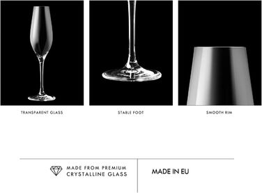 Набір келихів для шампанського Krosno Champagnergläser Set – 6 шт. | 210 мл | Колекція Splendour | Кристалічне скло, без свинцю | Елегантний дизайн з високою ніжкою | Для шампанського, просекко та урочистих подій