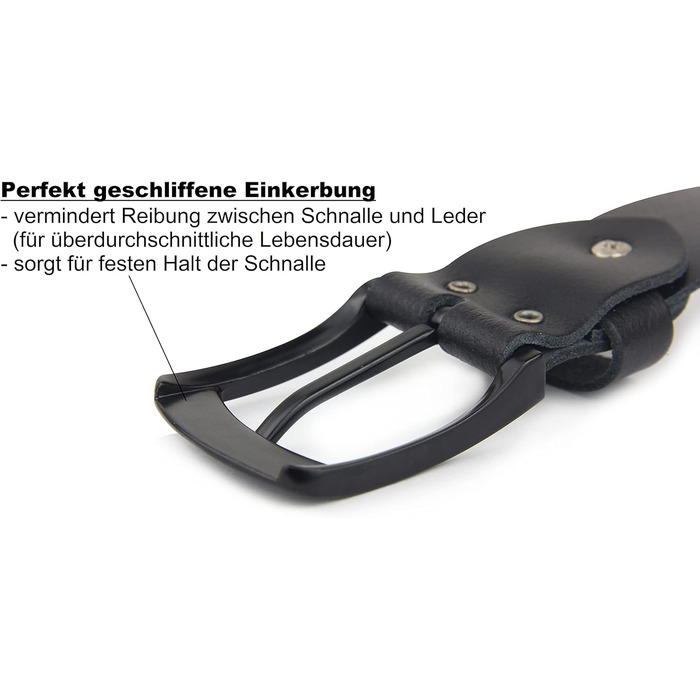 Чоловічий шкіряний ремінь, Made in Germany, 4 см, чорна пряжка, 125 см (140 см загальна довжина)