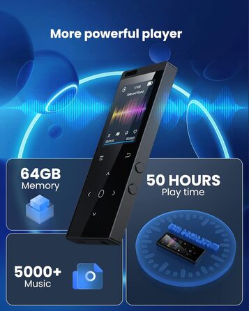 MP3 плеєр DODOSOUL 64GB з Bluetooth, FM-радіо, диктофоном та підтримкою E-Book та фотоальбомів