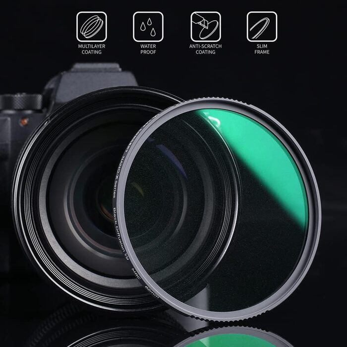 Фільтр K&F Concept Black Mist 1/8 62мм для відео та портретної фотографії (Nano-Xcel)