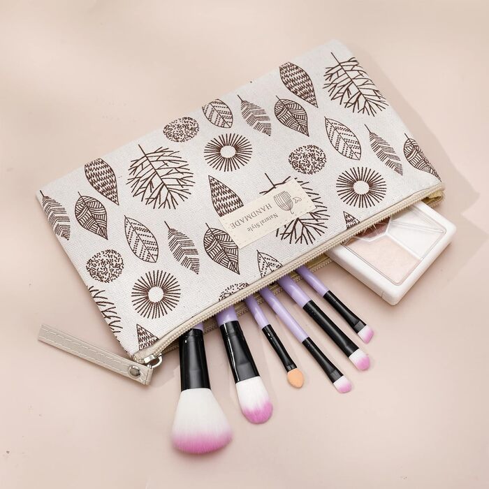 3 косметичні сумки з канвасу, органайзери для макіяжу, дорожні косметички для жінок, набір 3 шт. (Натуральний стиль)