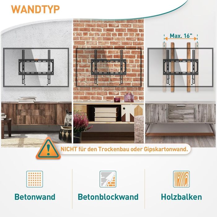 Кронштейн для телевізора ELIVED EV3035: настінний, для плоских та вигнутих екранів 26-60 дюймів, VESA до 400x400 мм, до 45 кг