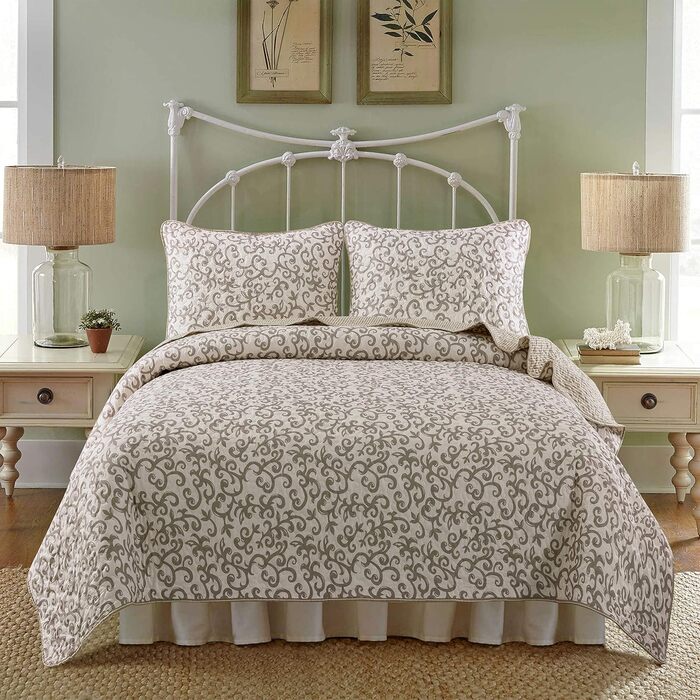 Комплект постільної білизни SLPR 2-частинний – двоспальне ліжко з 1 наволочкою, осінній дизайн пэтчворк, червонуватий відтінок, легка стегане покривало, осінній стиль кантрі (Виноградні лози, Twin)