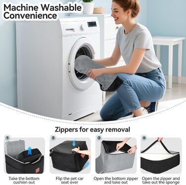 Автокрісло для собак - чорний/сірий, універсальний розмір (до 15 кг), з двома ременями безпеки, знімний та миючий