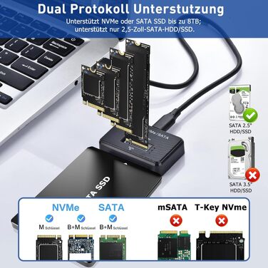 Док-станція M.2 NVMe та SATA для SSD/HDD 2.5