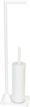 Набір для туалету WENKO Hella: тримач туалетного паперу та щітки, пофарбований сталь, білий матовий, 15 x 69 x 20 см