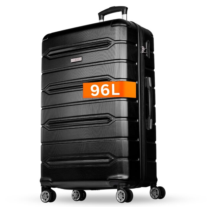 Чемодан NOWI Rhodos – 3-секційний, жорсткий, з ABS, кодований замок, 4 колеса, розширюваний, 360° обертання – валіза на 4 колесах, розміри M, L, XL (Чорний, XL)