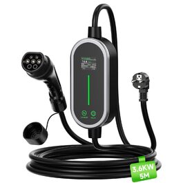 Кабель для зарядки електромобілів Type 2 (IEC 62196-2), 3.6 кВт, 5м, Schuko, 6-16A, з цифровим дисплеєм, регулювання потужності та таймером