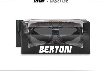 BERTONI Мотоциклетні окуляри з чорної шкіри з оранжевими швами, захисні окуляри для шолома, авіаційний стиль, модель AF196