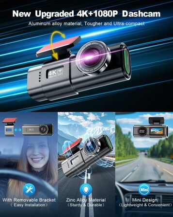 4K WiFi відеореєстратор в автомобіль, з Wi-Fi, SD 64GB, IPS екран 1.47