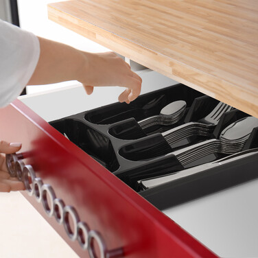 Relaxdays Black Cutlery Box - Set of 2