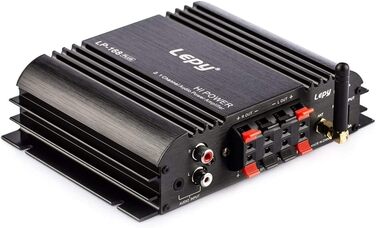 Lepy LP-168 Plus Bluetooth підсилювач 2.1 канали, 2x45Вт+68Вт, HiFi цифровий стерео бас, USB, MP3, MP4, DVD, для авто, з LED підсвіткою