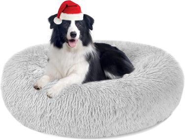 М'яке кругле ліжко для собак та котів з плюшу - Donut. Зручне ліжко-корзина для собак, котів та інших домашніх тварин. Можливі розміри S/M/L/XL/XXL. Розмір XL - 70x70x20 см, колір - світло-сірий.