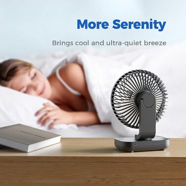 USB вентилятор OCOOPA Ultra Leise - портативний міні-вентилятор для столу, дому та офісу, 4 швидкості, 4000mAh, чорний/темно-синій