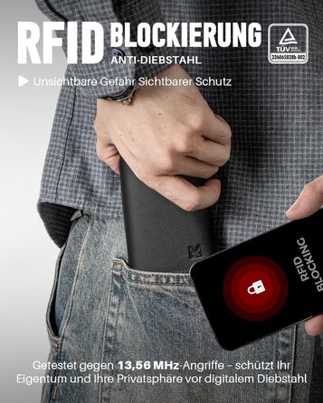 Чоловічий гаманець з RFID-захистом та відділенням для монет Smart Wallet (чорний, візерунок хрест). Гаманець для чоловіків з 6 картками та вікном для документів