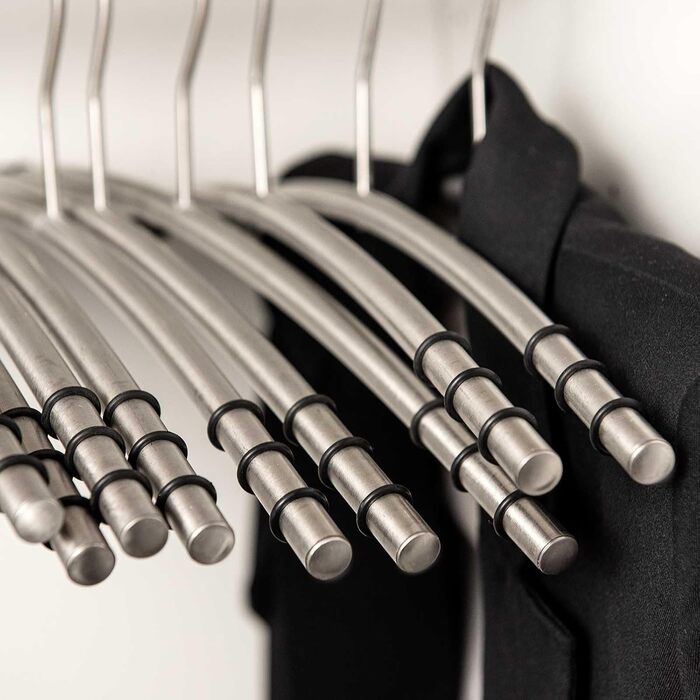 SIDCO Clothes Hangers Stainless Steel 6 x Coat Hangers Metal Hangers Hanger Set w. Anti-Slip