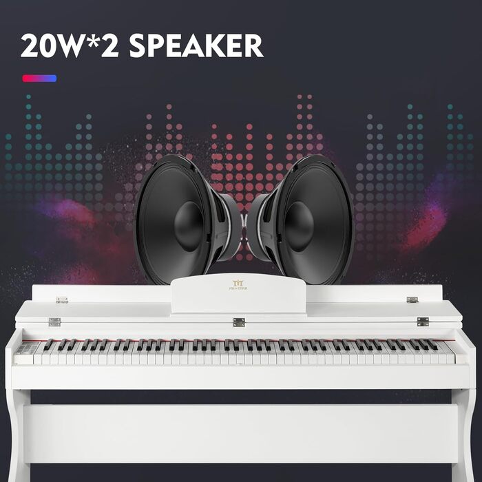 MUSTAR E-Piano 88 клавіш з табуретом, цифрове піаніно, електричне піаніно з підставкою, 3 педалі, 2 роз'єми для навушників, LCD-дисплей, USB/MIDI, піаніно для початківців, чорний колір