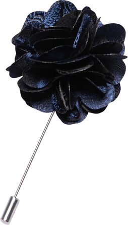 Набір краваток JEMYGINS для чоловіків: краватка з візерунком пава, нагрудна хустинка, краватозатискач, брош та манжетні кнопки (темно-синій)