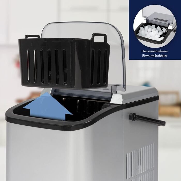 Машина для приготування льоду Clatronic EWB 3785 Silver | Швидке приготування, самоочищення, 1.5 л резервуар | 12 кг/24 год