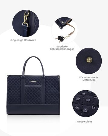 Сумка для ноутбука LOVEVOOK жіноча водонепроникна для роботи та навчання, 17 дюймів, темно-синя. Бізнес-сумка, портфель, сумка для викладача