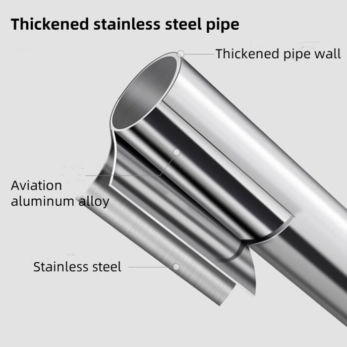 Штанга для душу без свердління, L-подібна, регульована, з нержавіючої сталі, для ванної кімнати та гардеробної (75-95 x 75-95 см), срібна
