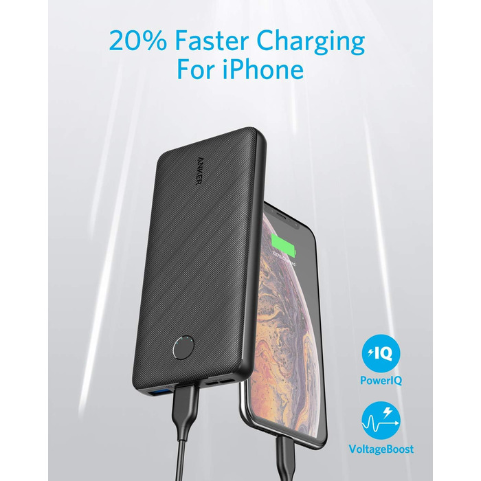 Powerbank Anker 325, 20000mAh, USB-C, PowerIQ, сумісний з iPhone, Samsung Galaxy, iPad