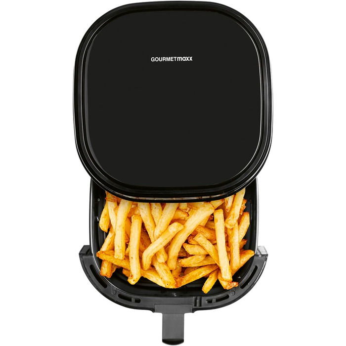 Фритюрниця горіння повітрям GOURMETmaxx 4.5L – Airfryer 1400W з цифровим дисплеєм, таймером, захистом від перегріву, миється у посудомийній машині, без жиру – Чорний 4.5 літри