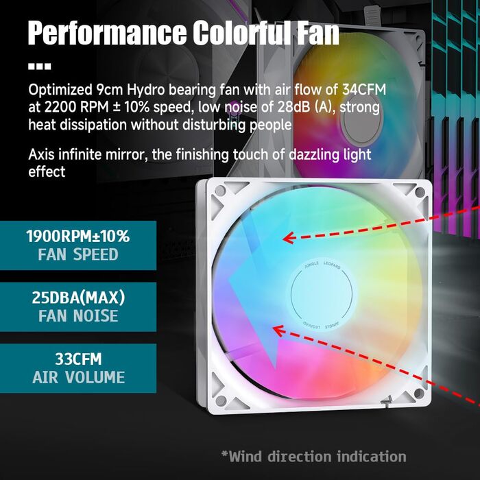 Кулер для процесора Jungle Leopard KF420E з дисплеєм температури, 4 теплові трубки, 155 мм висота, 120*120*25 мм вентилятор 1800RPM ARGB PWM, для LGA 115X/1200/1700/1366/2011/1851, AM4/AM5 (Чорний) (K200-WH)