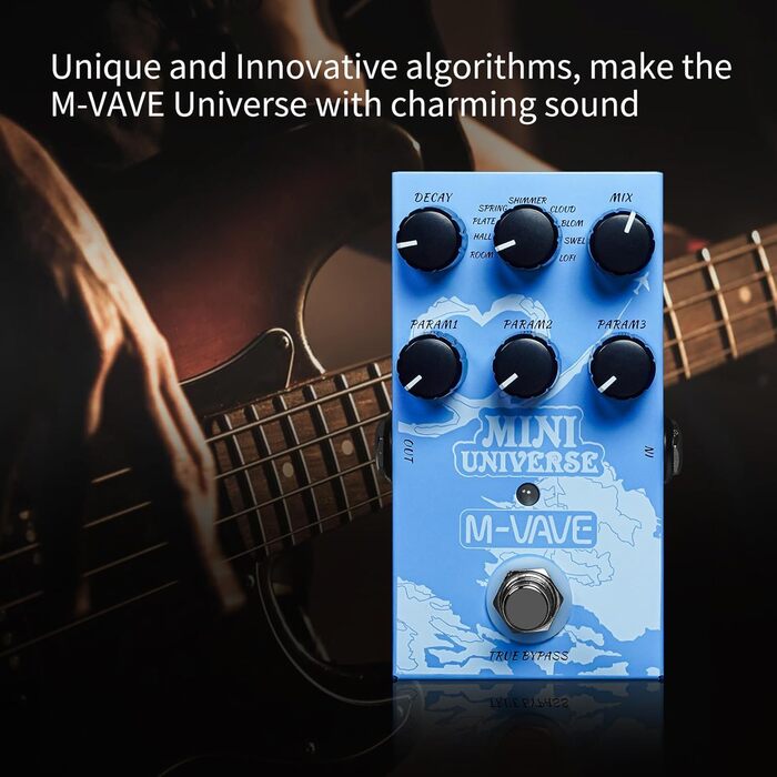 M-VAVE MINI-UNIVERSE гітарний педаль-ревербератор, цифровий ефект з 9 унікальними режимами, просте управління, декілька варіантів живлення