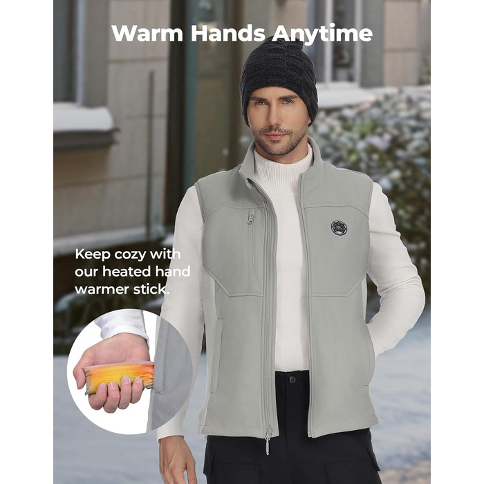 Обогреваемая жилетка KEMIMOTO для мужчин и женщин с USB-аккумулятором 10000mAh, 5 зон обогрева, для катания на лыжах, рыбалки, мотоцикла, активного отдыха, серый, XL