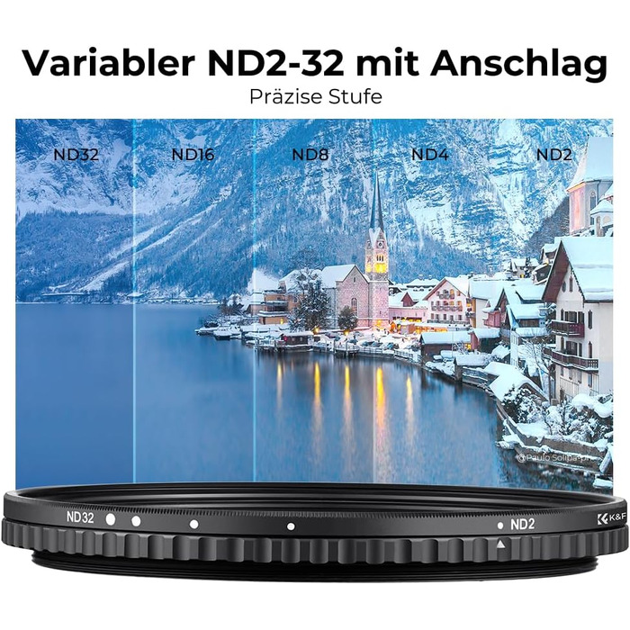 Фільтр ND K&F Concept 82mm Variabler ND Filter (ND2-32) Nano-Xcel для фотографії пейзажів та відео