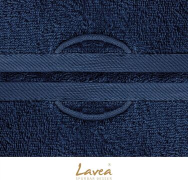 Набір банних рушників Lavea Elena (4 шт.), 100% бавовна, м'яка махрова тканина, темно-синій колір, 70x140 см