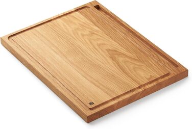Edelding Cutting and Serving Board made of high-quality oak, 40 x 30 cm in size, with a juice groove and tablet holder | Antibacterial kitchen board | Serving board, breakfast board, solid wood board