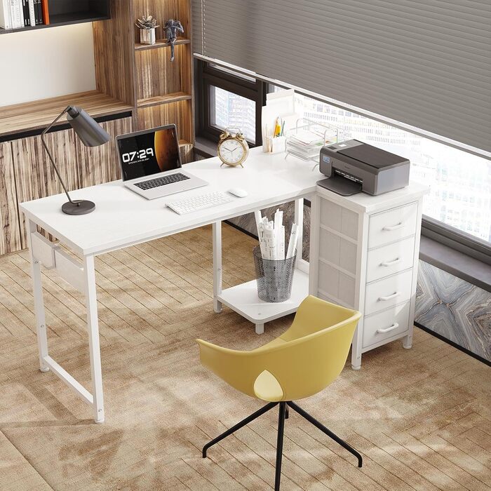 Комп'ютерний стіл Coleshome L-подібний з шухлядами, 120 x 70 см (білий)