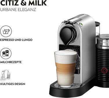 Кавомашина капсульна Nespresso Krups XN761B Citiz & Milk, 1260 Вт, 1 л, 19 бар, автоматичний режим очікування, срібляста