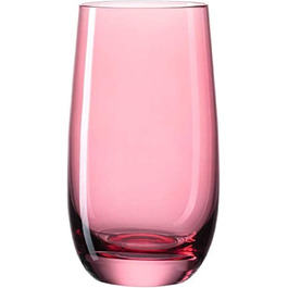 Leonardo Sora Drinking Glasses, Set of 6, Dishwasher-Safe Water Glasses, Colorful Drinking Cups, Juice Glass, Modern Drink Set Red 390 ml, 018038