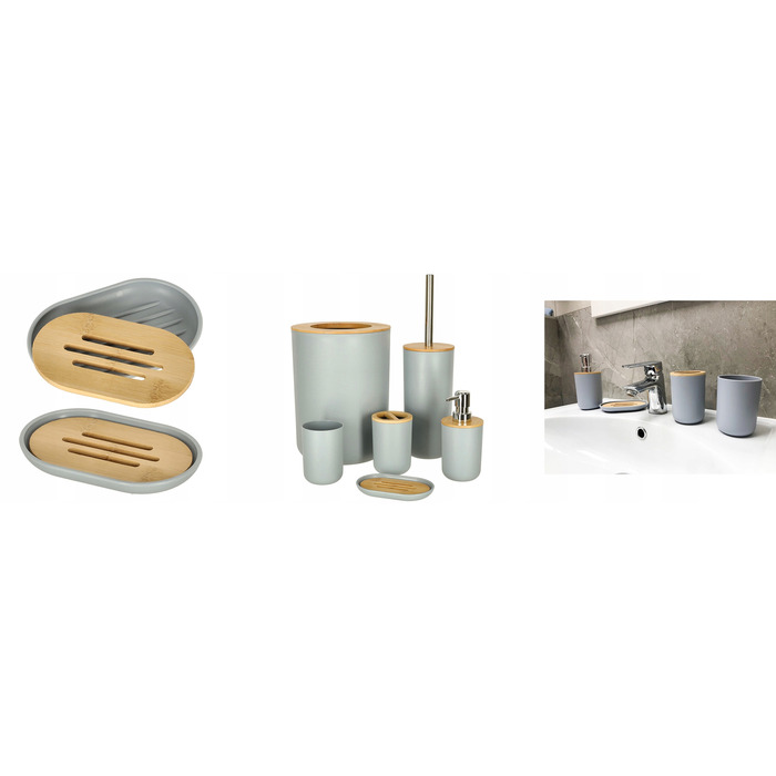 Набір аксесуарів для ванної кімнати (6 предметів): дозатор для мила, стакан та мильниця