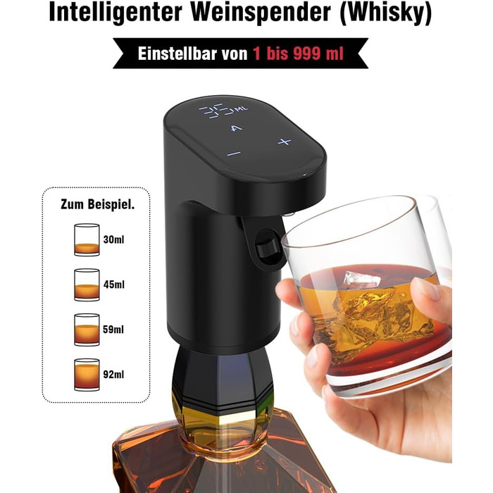 Electric Wine Decanter, Aerator, Dispenser, Pourer, Whisky Liqueur Pump, Funny, Unique, Birthday Gift, Men, Women, Mom, Dad, Boss, Brother, Husband (Black)
