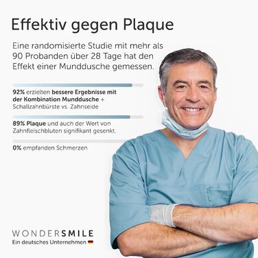 Munddusche Wondersmile PRO - Тест-переможець 2024 року, TÜV-сертифікована - 100 днів без ризику - технологія SmoothFlow для оптимального догляду за зубами та яснами - 5 режимів - акумулятор PowerAkku з тривалістю роботи 30 днів - Ultimate Black