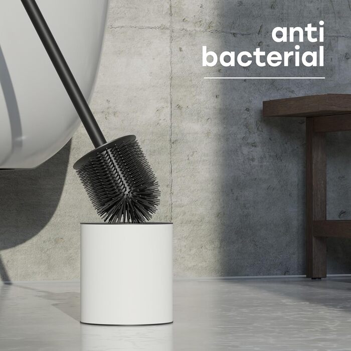 Тойлетний щітка Savega з силікону та нержавіючої сталі - антибактеріальна, з тримачем, захист від бризок