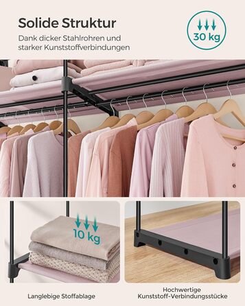 SONGMICS Storage Cabinet, Portable, with Hanging Rod, Foldable, Wardrobe, Bedroom, Office, 140 x 43 x 174 cm, RYG02GY (Violet-Lavender)