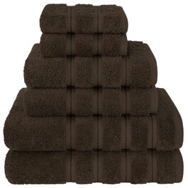 Набір розкішних рушників American Soft Linen з преміум турецької бавовни, готельна серія, 6 предметів, шоколадний коричневий