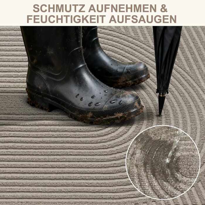 Килимок примічний та вуличний FEOMOS 80x120 см, протиковзний вологопоглинаючий килим для вхідних дверей, коридору, балкона та кухні, бежевий, придатний для прання