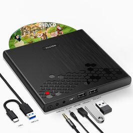 Зовнішній CD/DVD привід для ноутбука USB-C: слот-ін DVD-брунер та плеєр для Mac, MacBook, Windows з кнопкою вильоту