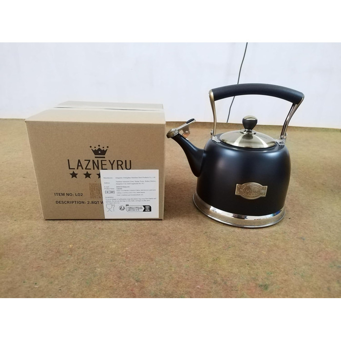 Чайник для кемпінгу з нержавіючої сталі 3L, з носиком, для плити та індукції, чорний