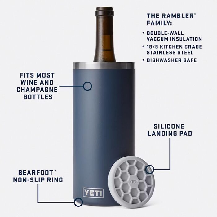 YETI Rambler Wine Chiller - Stainless Steel Insulated Wine Cooler (Papaya)