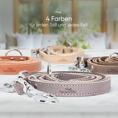 2m Dog Leash made from certified leather - Adjustable training lead - Handmade in EU - Dog leash for large, medium & small dogs - Leather leash (25mm wide) (16mm width, Gray-Brown)